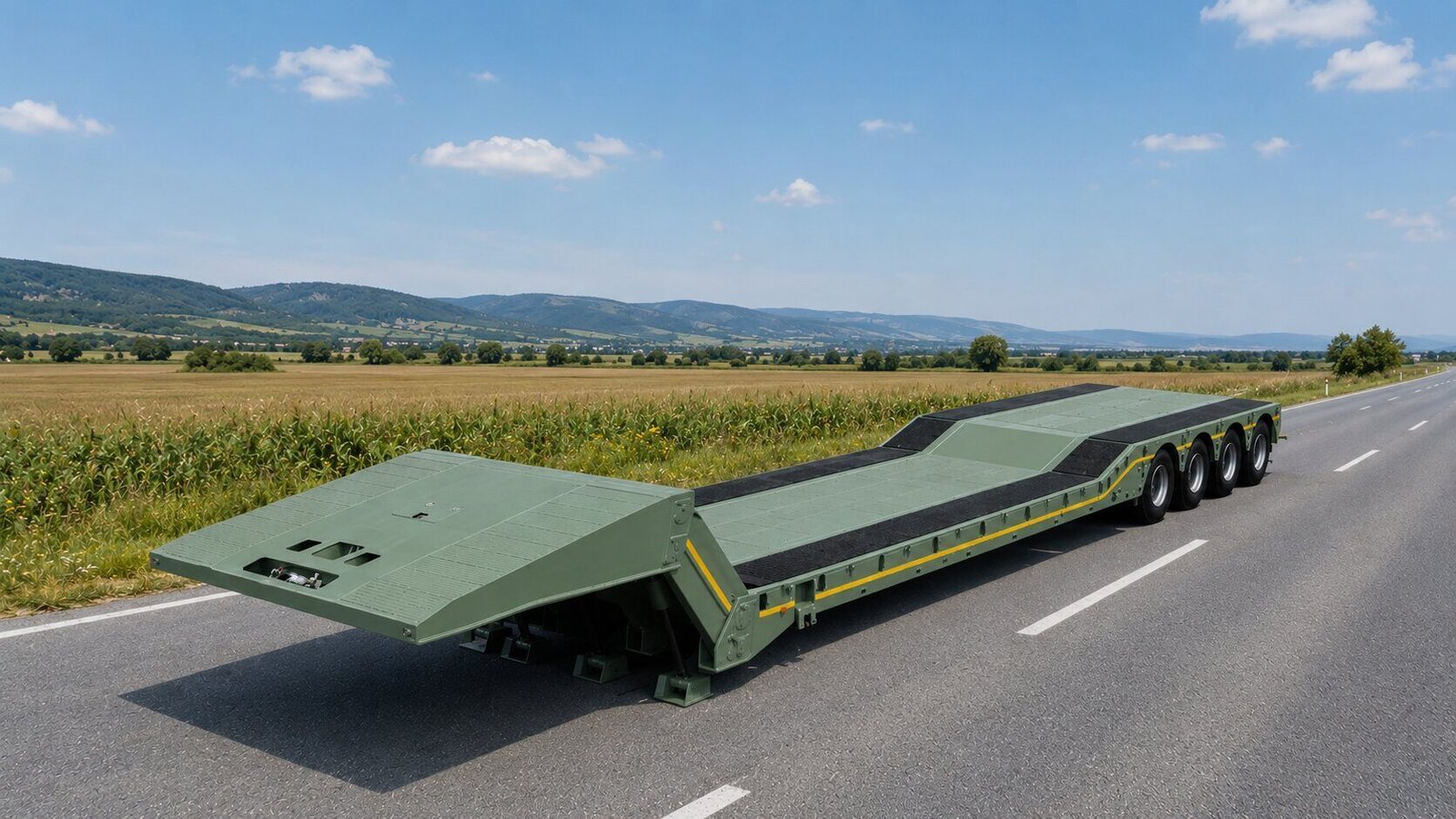 Porte-engins surbaissé à chargement frontal
